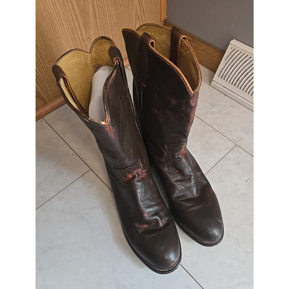 Justin Brown Leather‎ Classic Roper Rodeo Cowboy Western Boots Men\'s Size 11D